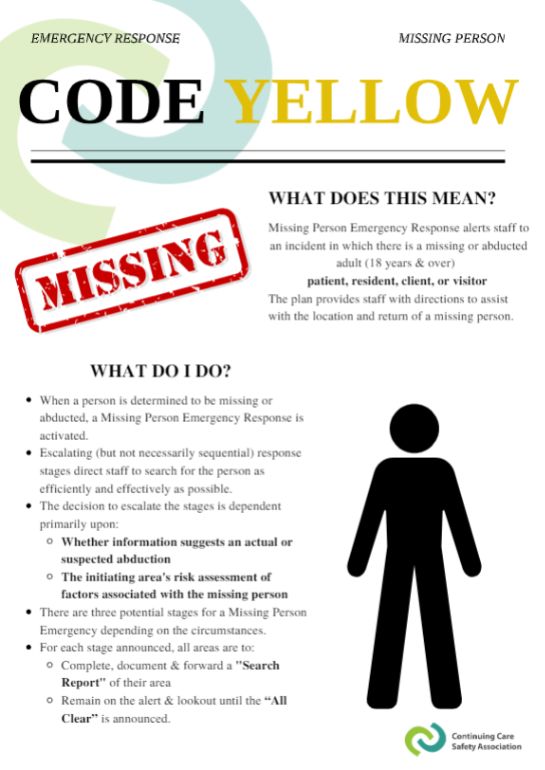 Code yellow missing person